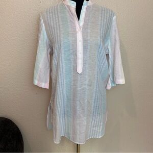 Brooks Brothers Pastel Stripe Cotton Tunic Top Beach Cover Up Womens S